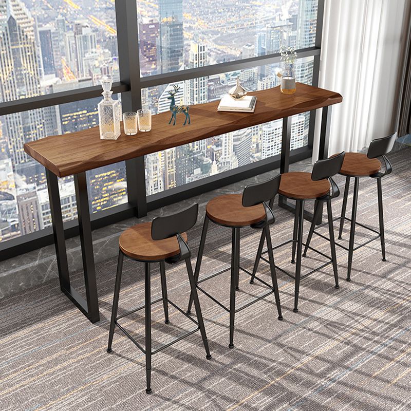 Industrial Pub Dining Set 1/2/5 Pcs Rectangular Solid Wood Pub Set for Home