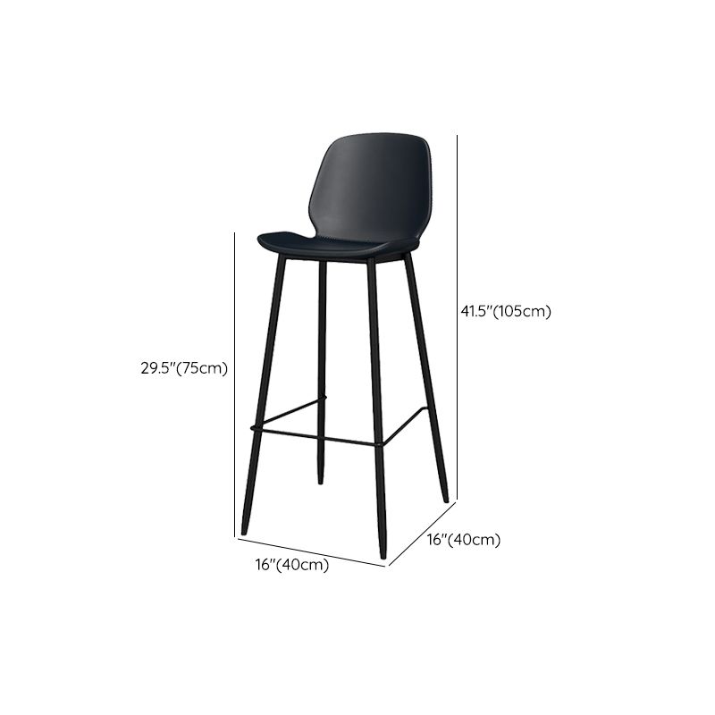 Metal Low Back Dining Stools Contemporary Armless Bar Stools with Footrest