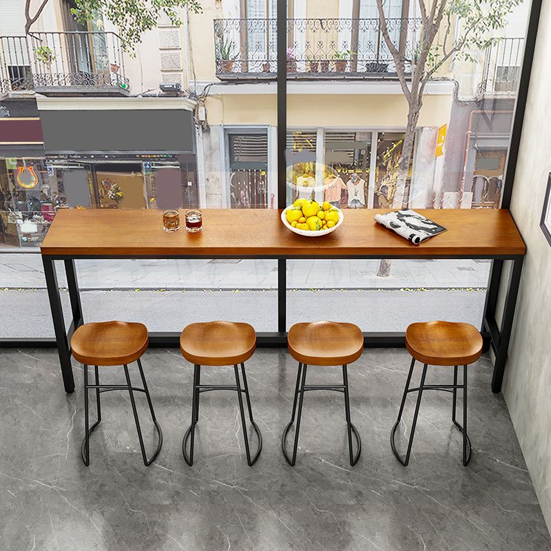 Modern Bar Pub Table Set 1/5/9 Pcs Solid Wood and Iron Bar Table and Stools