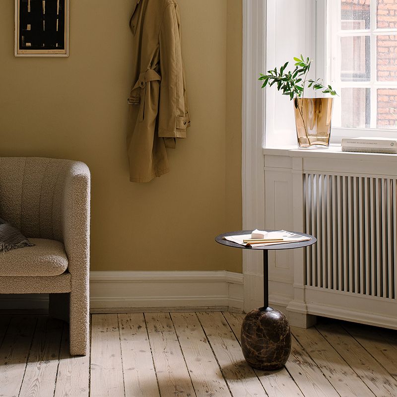 Modernistic Side Table Living Room Round Pedestal Marble End Slide Table