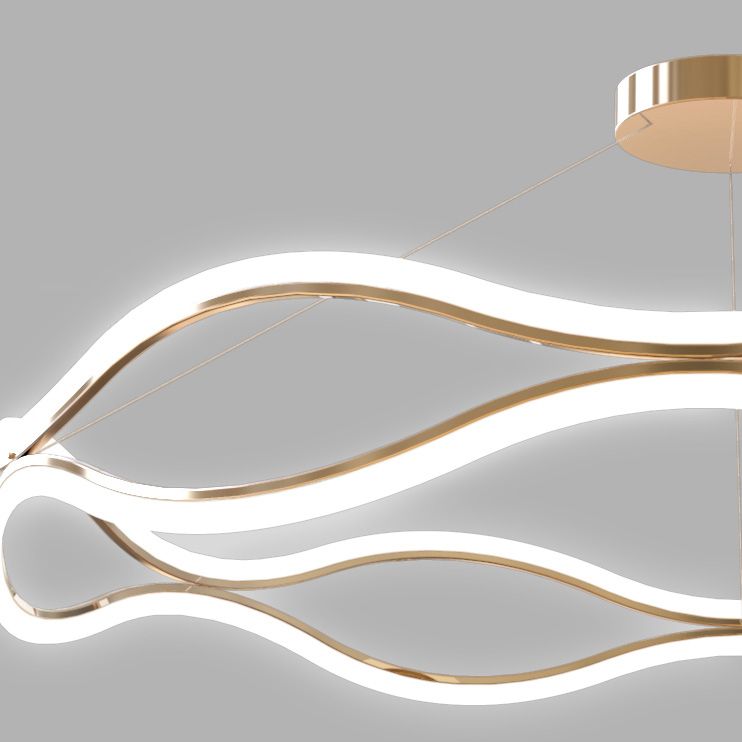 Gold Contemporary LED Chandelier Lighting Fixtures Living Room Linear Chandelier Lamp