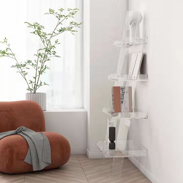Ladder Open Back Bookshelf Acrylic Scandinavian Bookcase with Shelves
