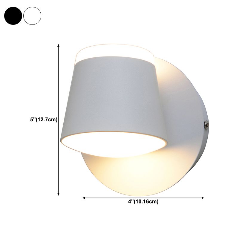 Modern Metal Wall Sconce LED Wall Light with Aluminum Shade in Black and White for Bedroom