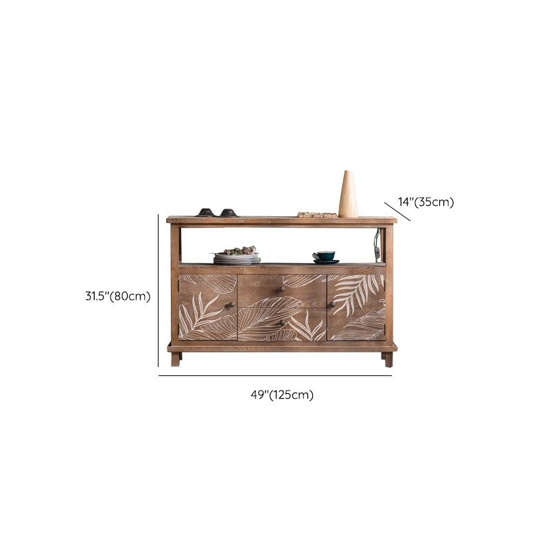 Solid Wood Side Cabinet Stain Resistant Distressed Wood Accent Cabinet