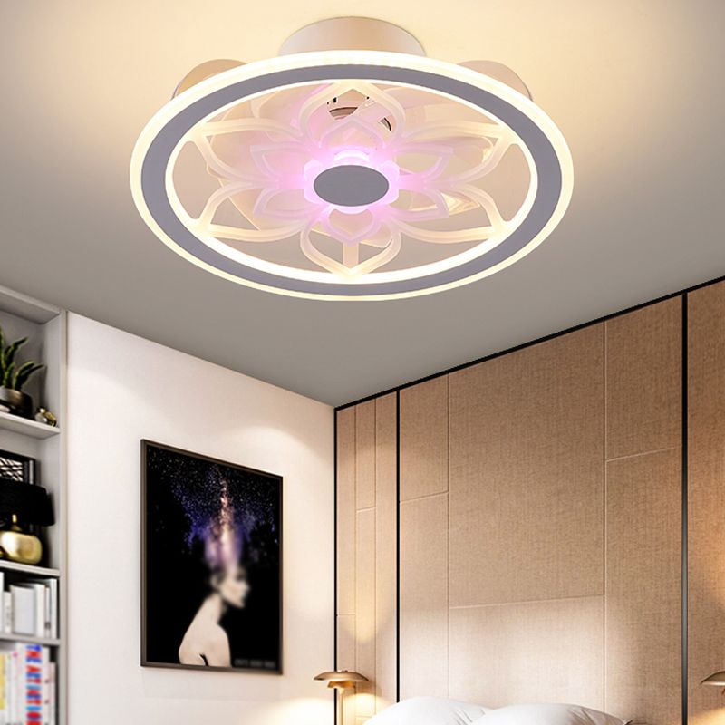 Weiße Kreis Deckenventilator Lampe Minimalistische Acryl -LED Semi Flush Mount Deckenleuchte