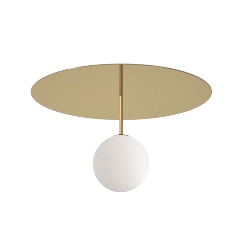 Metal Ceiling Light 1-Light Ceiling Mount Light with Glass Shade for Living Room