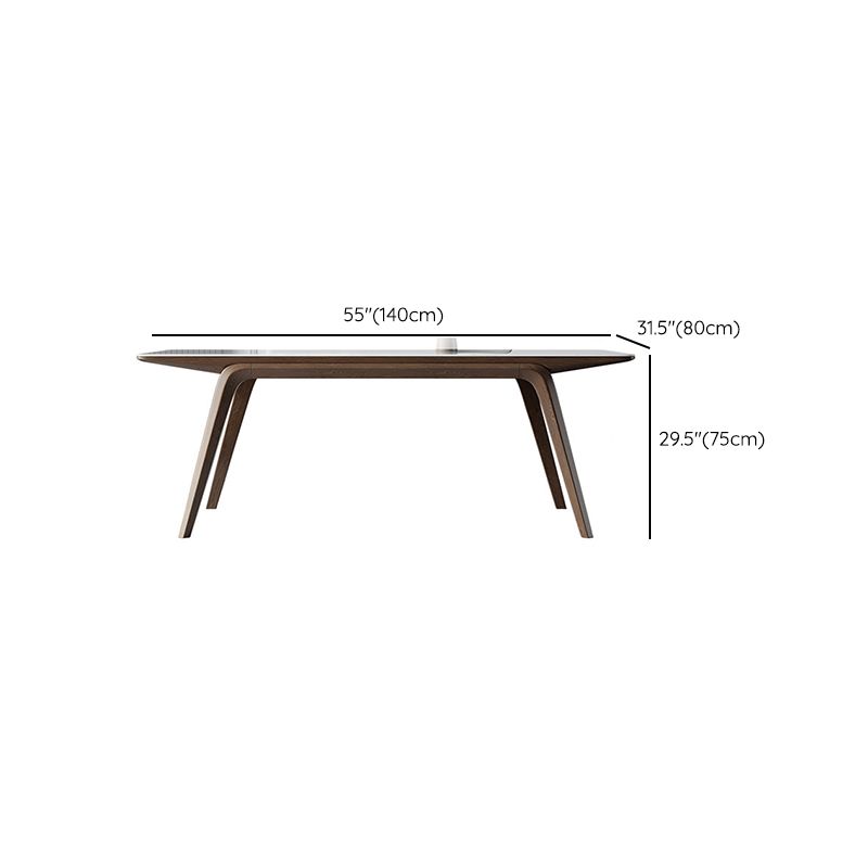 Industrial Rectangle Dining Table Sintered Stone Table with Wooden Legs