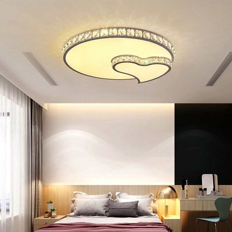 Crystal Geometric LED Flush Mount in Modern Luxury Style Stainless-Steel Ceiling Fixture for Bedroom