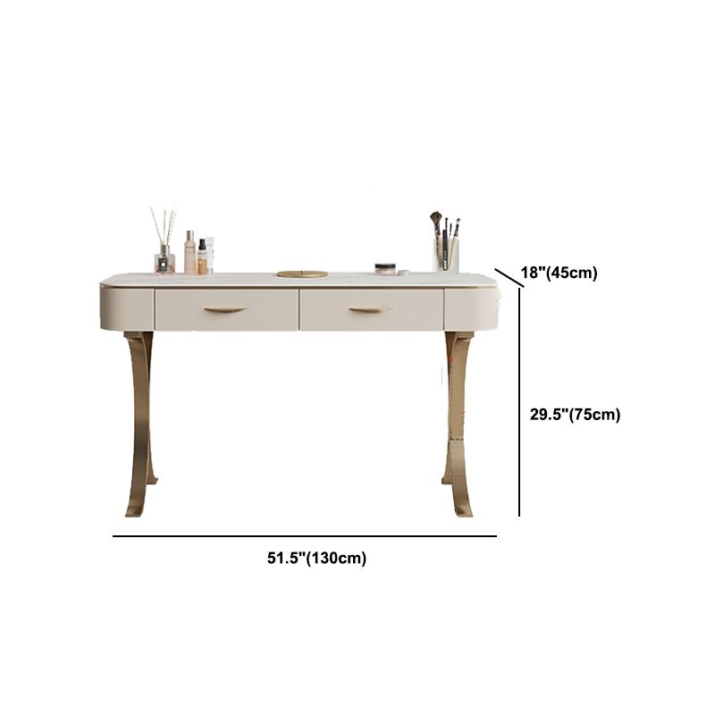 Wooden Glam Makeup Vanity Desk Beige Vanity Dressing Table Set with Drawer