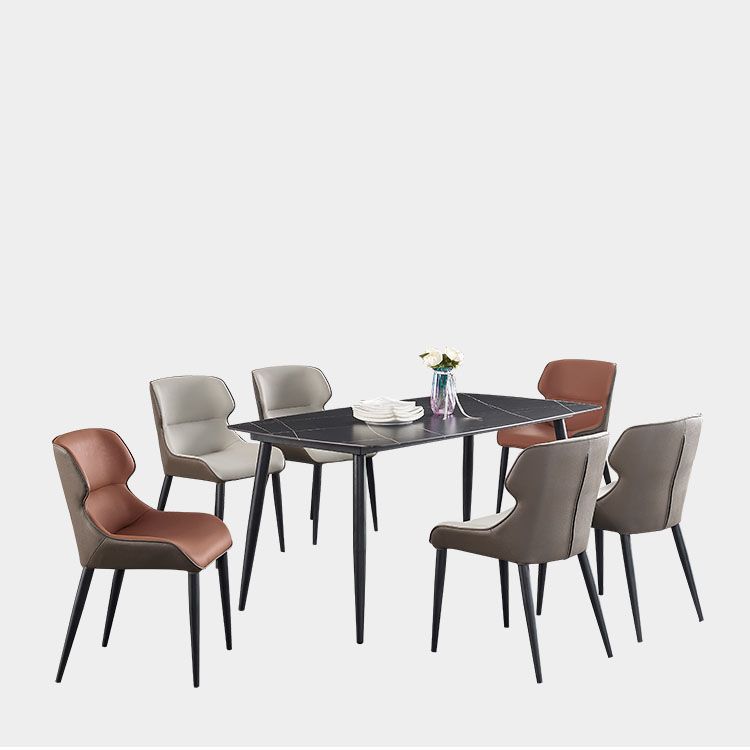 Silla de comedor de metal contemporánea con respaldo para uso doméstico (juego de 2)