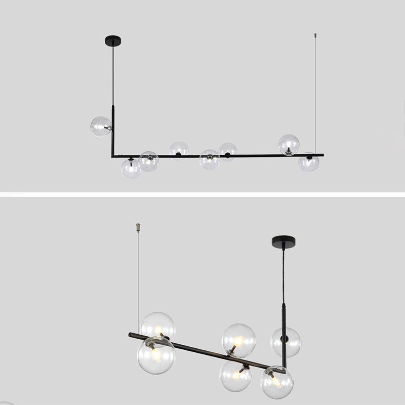 Round Glass Multi Light Pendant Contemporary Style Ceiling Pendant Light for Dinning Room