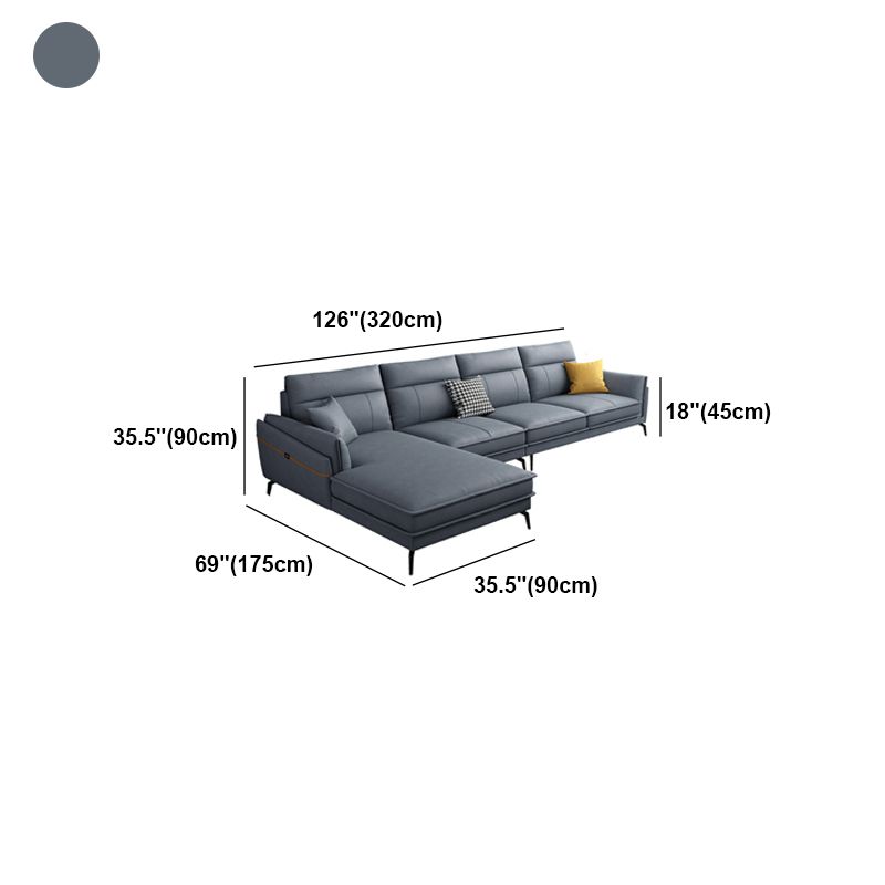 Scandinavian Blue Pillow Back Sectionals/Sofa for Living Room 35.43" High