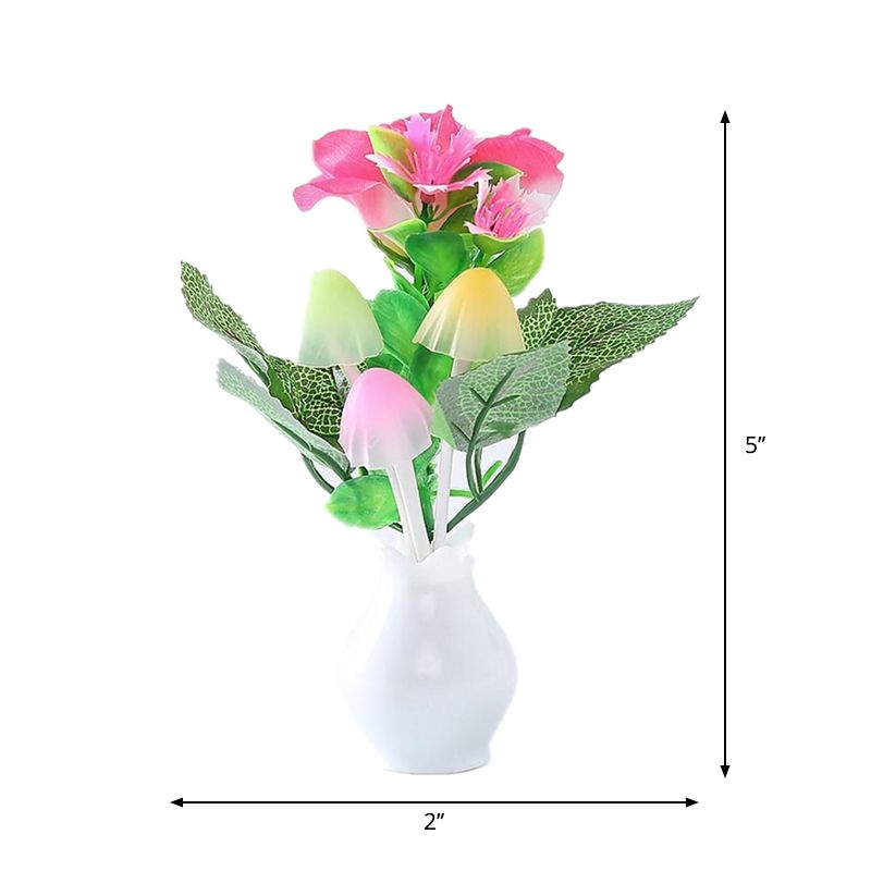 Modernist Lilac Blossom LED Night Lamp Plastic Bedside Plug in Wall Lighting in Multicolored Light