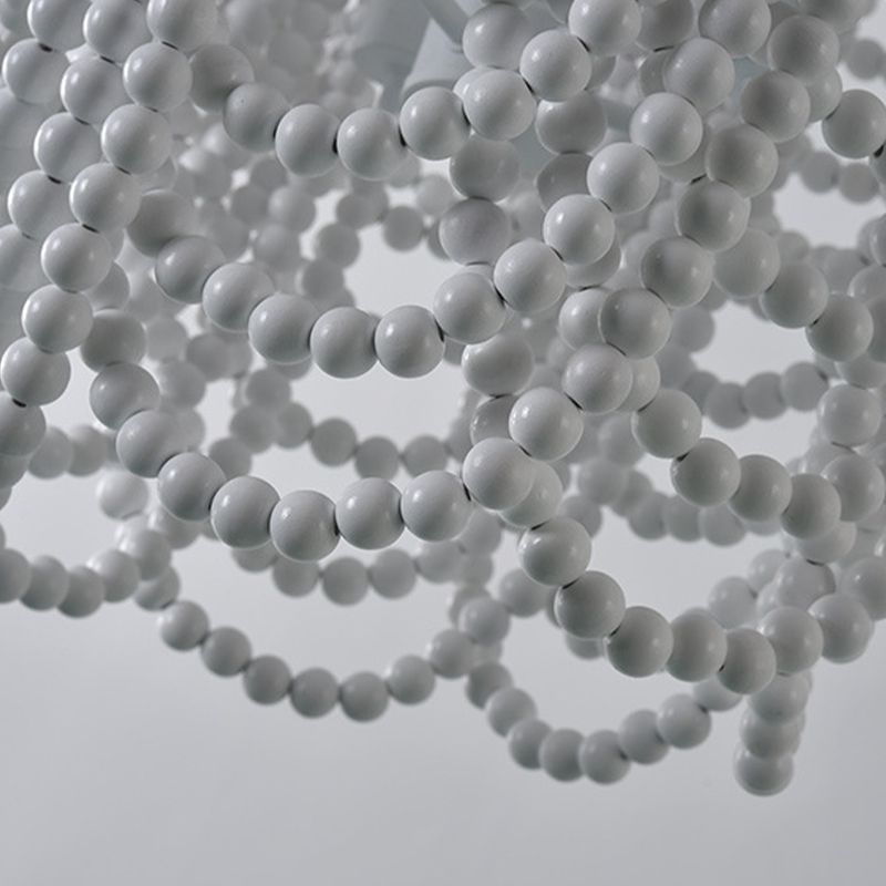 Lustre en bois rétro lustre de style country français de style perle en bois lumière pour le salon