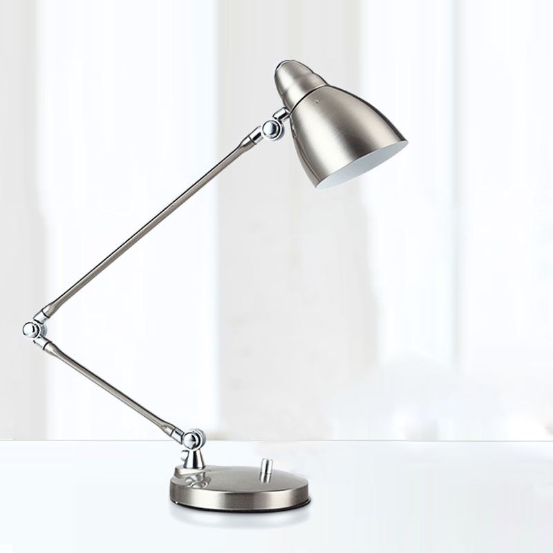 Nickel/Chrome Arm Adjustable Reading Light Industrial Style Metal 1 Light Study Room Desk Lighting