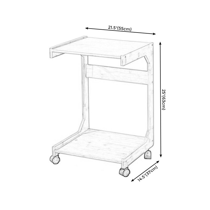 Walnut/Natural Wood End Table 24.8-In H Shelf Included Side Table with Casters