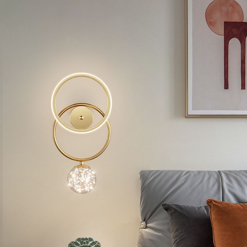 Round Shape Glass Wall Light Modern Style 2 Lights Wall Mount Light