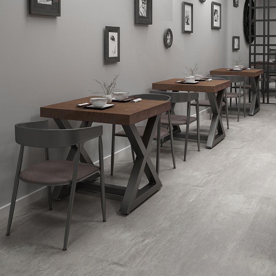 Industrial Square Dining Table Pine Solid Wood Table with Trestle Base