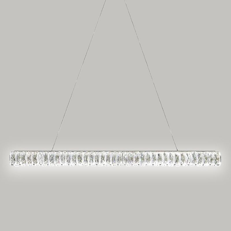 Nordic Style Crystal Hanging Lamp Rectangle Shape Island Light Fixture for Living Room