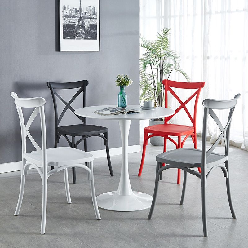Cross Back Side Chair Contemporary Plastic Kitchen Dining Side Chair