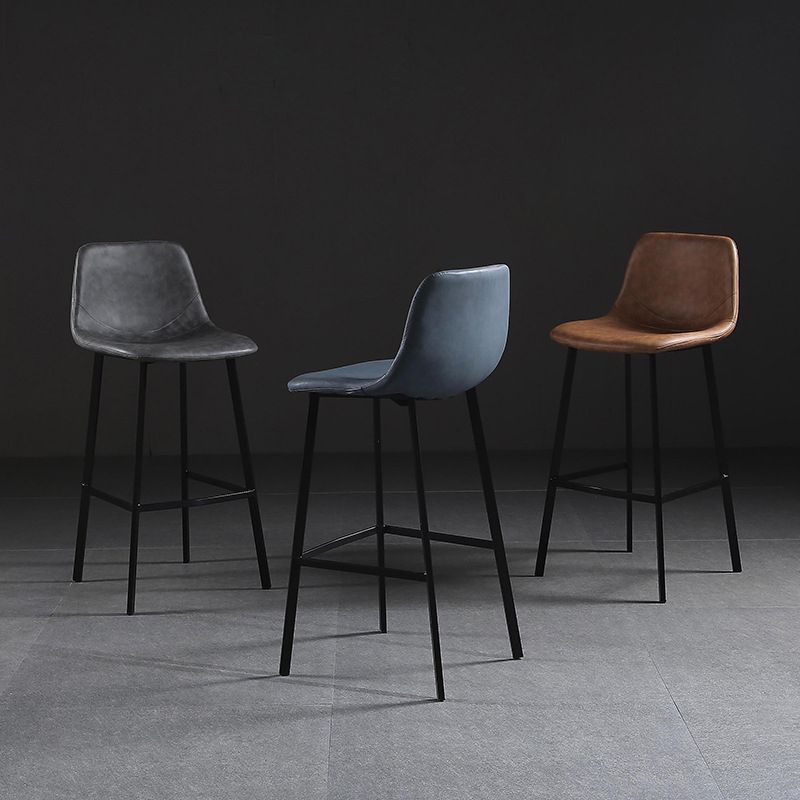 Nordic Style Leather Upholstered Barstool 4 Legs Bar Stool for Dining Room