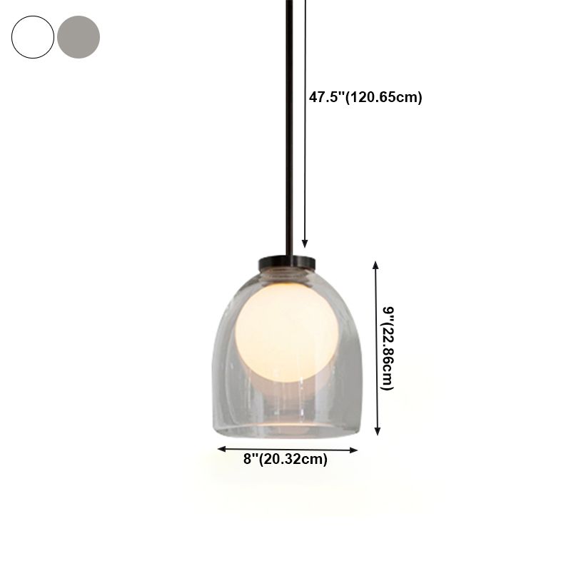 Lampe suspendue à la cloche en verre dans un pendentif en fer forgé moderne pour chambre à coucher