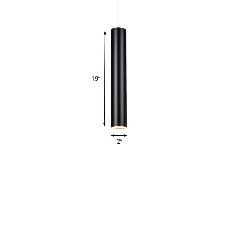 11"/19"/27" Height Cylinder Aluminum Pendant Lighting Minimalist Black LED Light for Dining Room in Warm/White