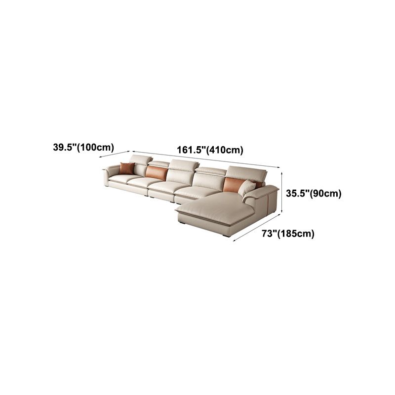 Beige Faux Leather Sectional Sofa Stain-Resistant Sofa for Living Room