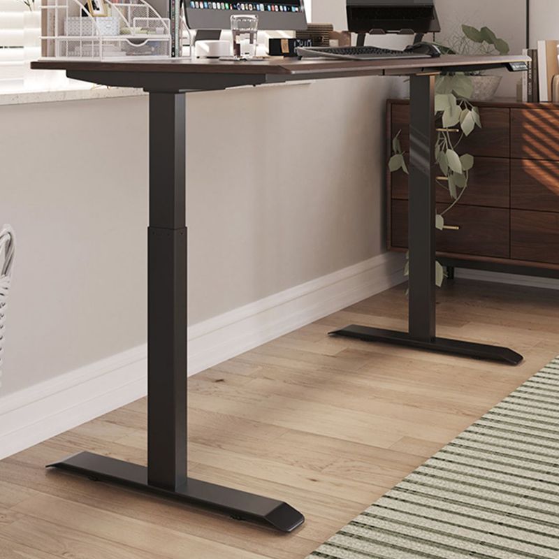 Rectangular Shaped Computer Desk Brown Wooden Gaming Desk for Home