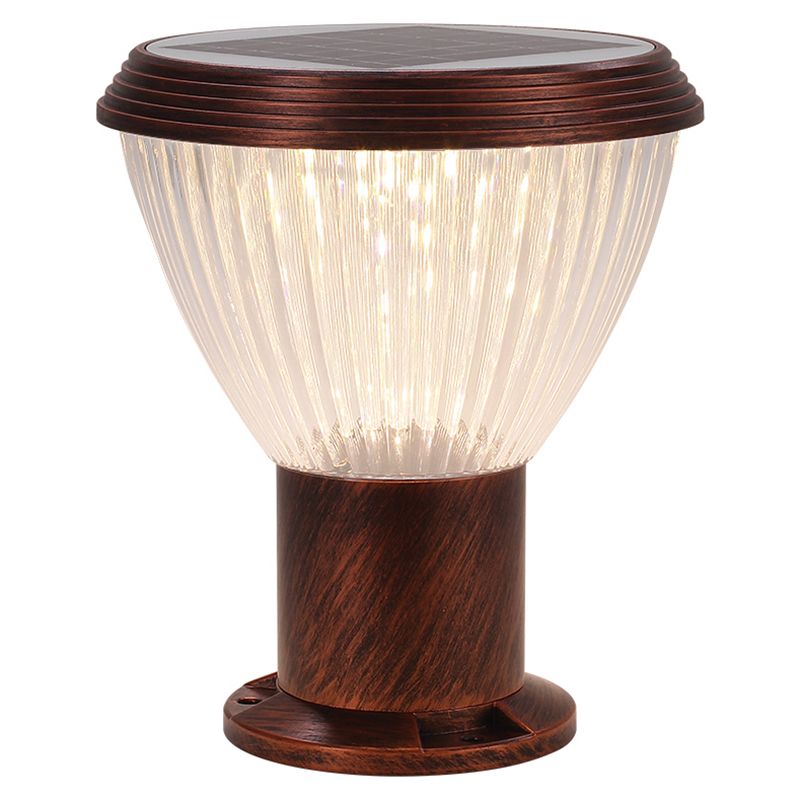 LED Pillar Lamp Modern Solar Lighting Fixture with Acrylic Shade for Garden