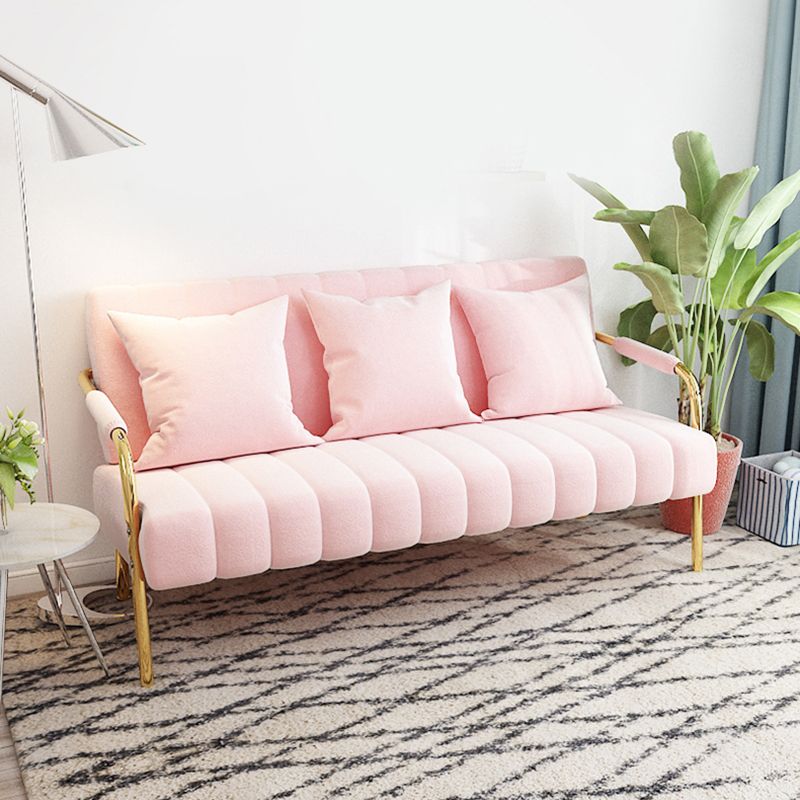 Sofa with 3 Pillows 3 Seater Hair Pin Legs Seating with Metal for Bonus Room
