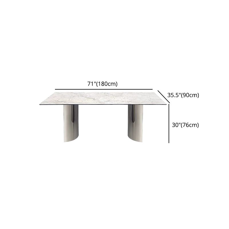 White Modern Stone Table Rectangle Dining Room Table for Kitchen