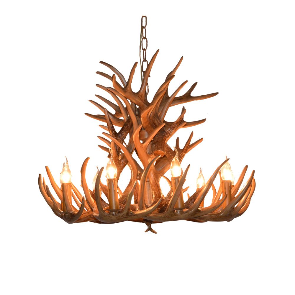 Resin Antler Chandelier Lamp Rustic Restaurant Bar Living Room Ceiling Hanging Light Fixture