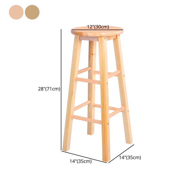 Taburete de bar de madera contemporáneo, taburete de bar interior con asiento y reposapiés de madera, 1 pieza
