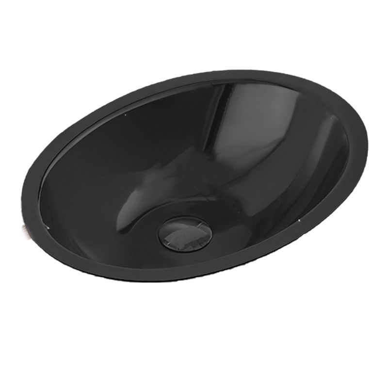Oval Undermount Bathroom Sink Stainless Steel Shut-Off Valve Included Bathroom Sink