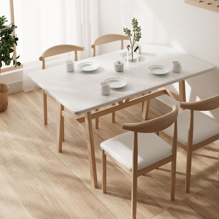 Modern massief houten standaard eetgelegenheidset rechthoekige vorm keuken eetgelegenheid met 4 poten tafel