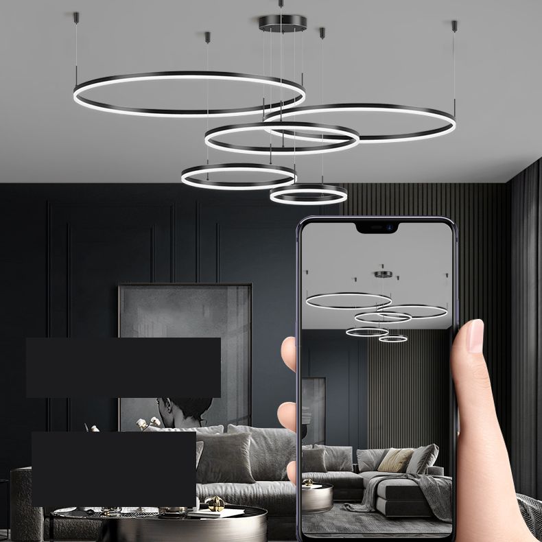 Modern Circle Hanging Pendant Lights Metal Chandelier Lamp