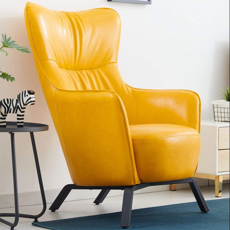 Contemporary Bonded Leather Arms Included with Black Legs Wingback Chair