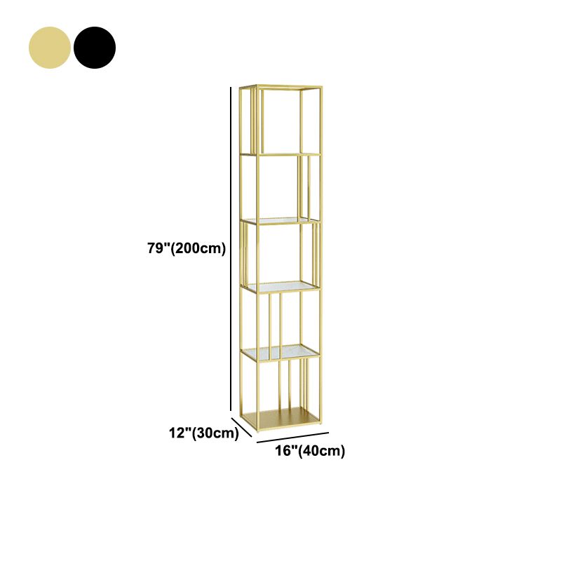 4-Shelf Modern Open Etagere Bücherregal mit Eisenrahmenglasregal