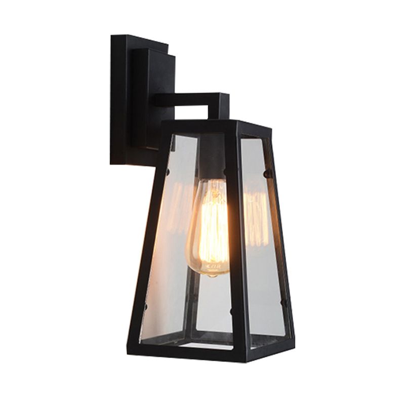 Industrial Metal Wall Sconce Geometric Shape Wall Light with Glass Shade for Courtyard