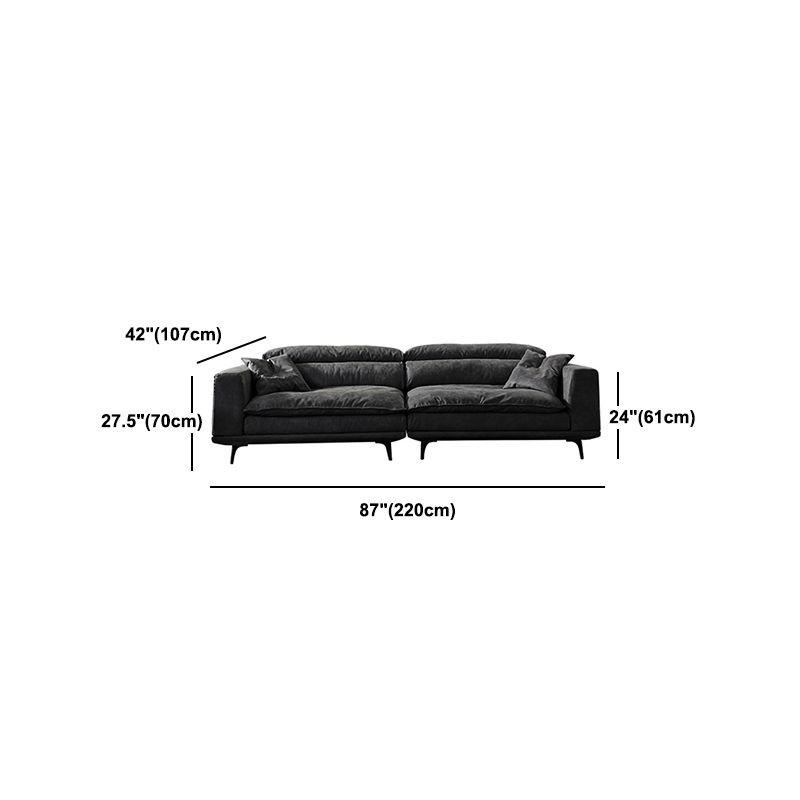 Square Armrest Cushioning Backrest Black Metal Sofa Legs Black Tech Fabric Sofa Bed