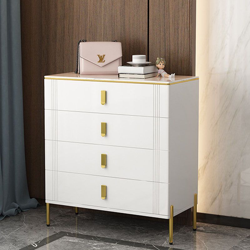 Glam Stone Storage Chest White 16" Wide Bedroom Chest with Drawers