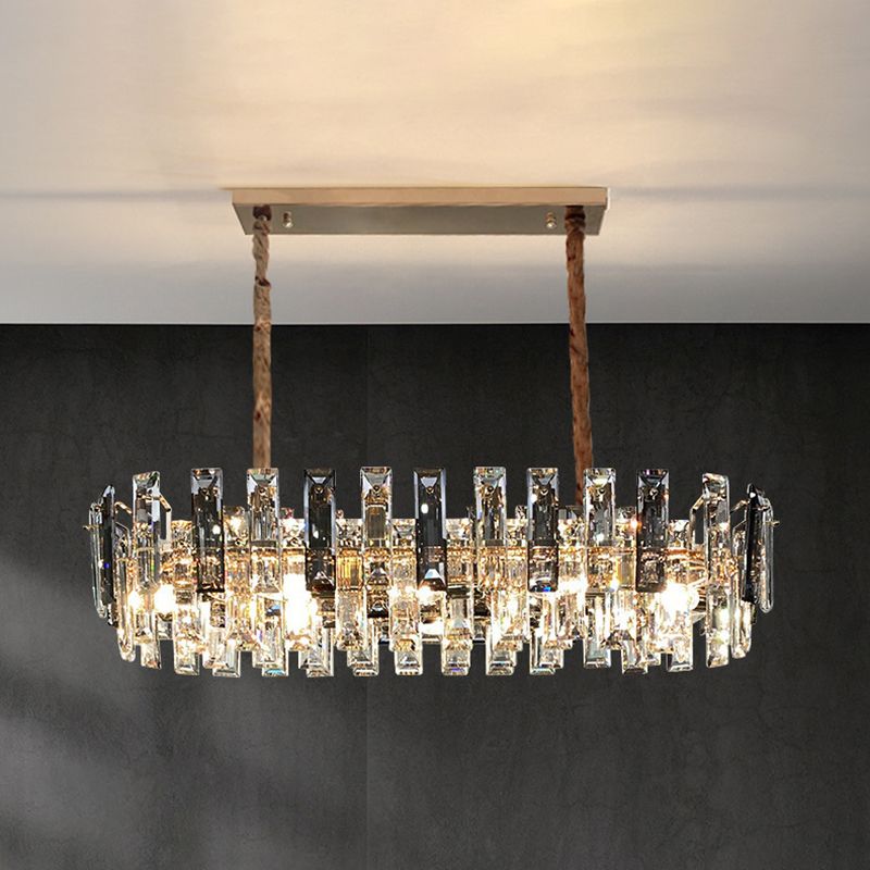 Contemporary Style Geometry Shape Island Lights Crystal Island Lighting in Grey