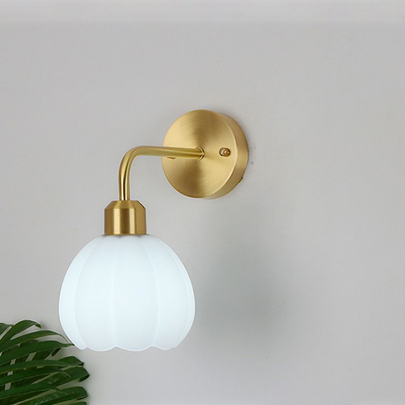 Nordic Style Wall Light Bell Shape Wall Lamp with Glass Shade for Bedroom