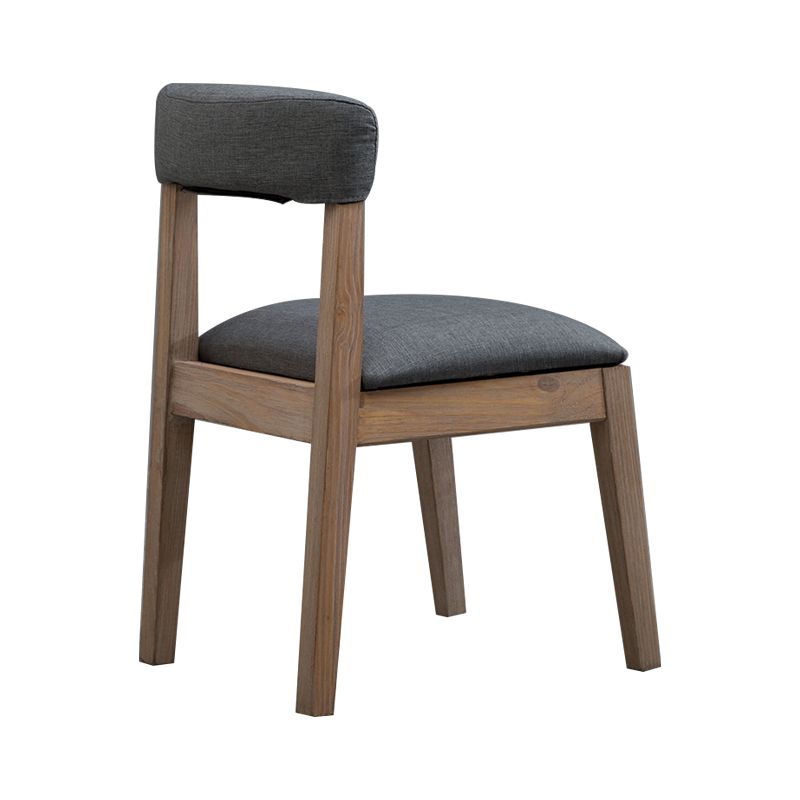 Silla lateral casera de estilo campestre, silla tapizada de madera con respaldo abierto para comedor