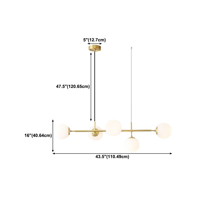 5/6-Light Metal Kitchen Island Lighting Modern Linear Ceiling Light in Gold
