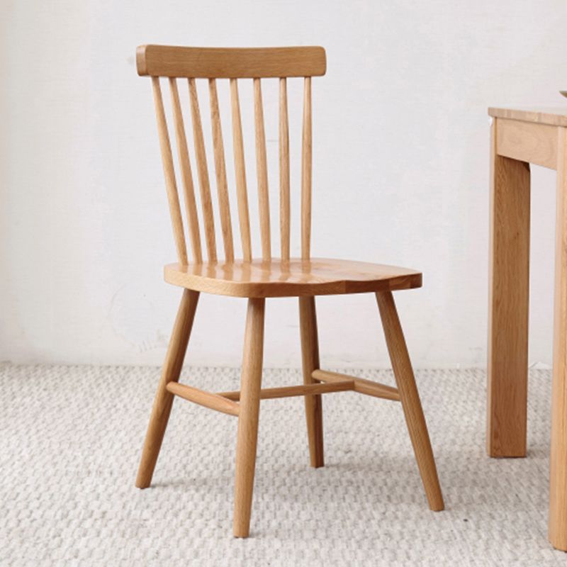 Contemporary Kitchen Armless Chair Oak Solid Wood Slat Back Dining Chair
