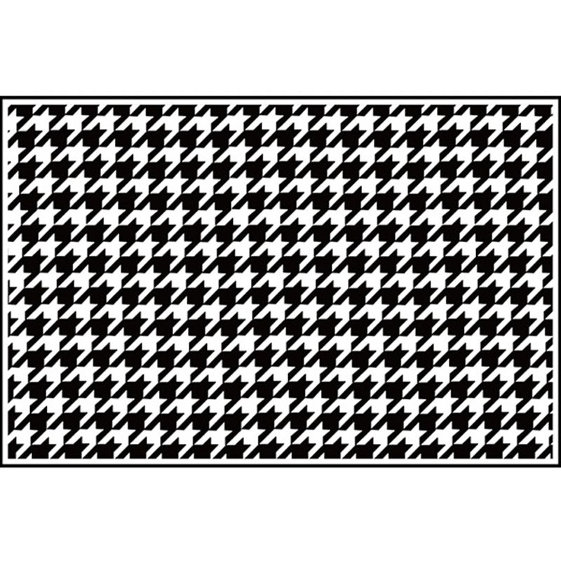 Modern Houndstooth Pattern Rug Polyester Area Rug Non-Slip Backing Carpet for Living Room