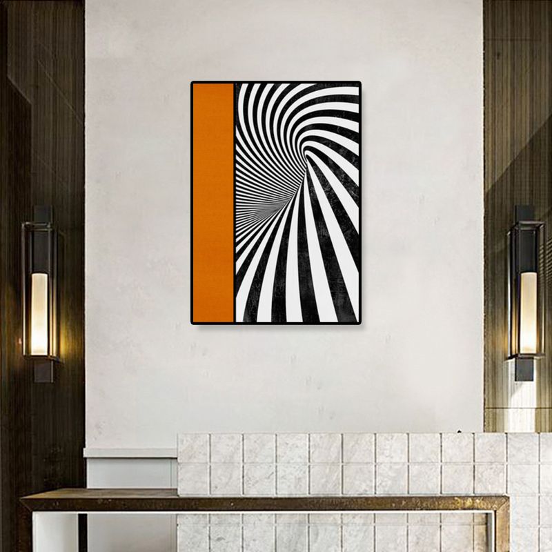 Contemporary Geometric Wall Art Canvas Textured Dark Color Wall Decor for Hallway