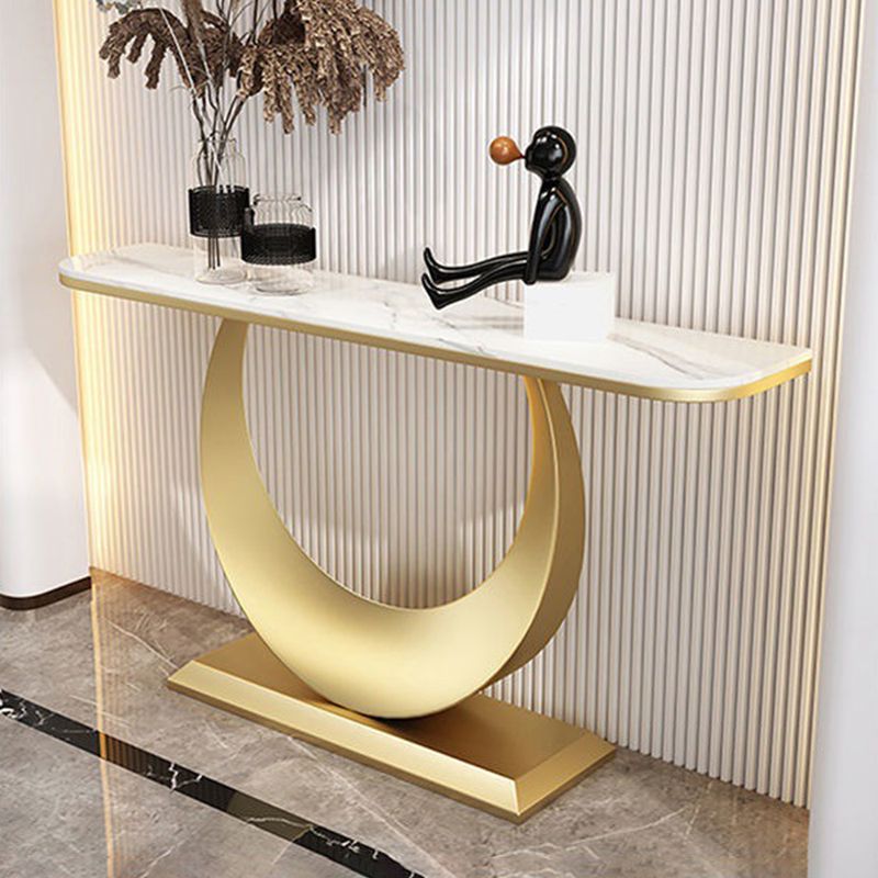 White/Black Console Table Glam Stone Console Table- 11.81" D x 29.5" H